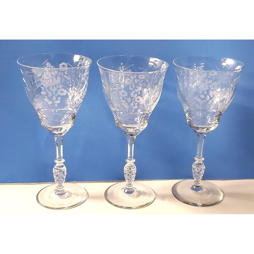 Vintage Rock Sharpe Newgate Crystal Glass Water Goblets 8" Quantity of 3